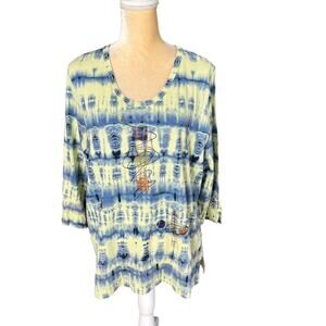 The Added Touch Unique Wearable Art Boxy Artsy Tunic Top Size Medium New
